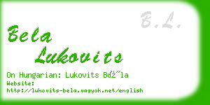 bela lukovits business card